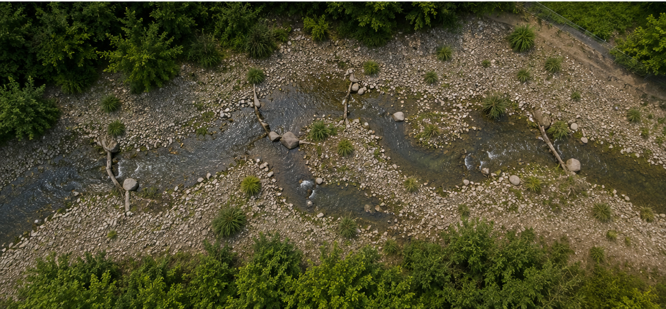 Draufsicht einer möglichen naturnahen Erftgestaltung